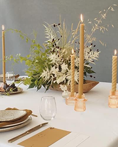 Vixdonos Glass Candlestick Holders Tealight Candle Holders for Table Centerpieces, Wedding Decor and Dinner Party (3 Pcs, Yellow) - Image 4