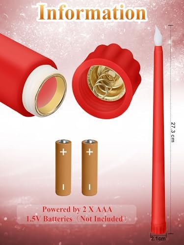 Treela Battery Operated LED Taper Candles,Basic,11 Inch,Red - Image 2