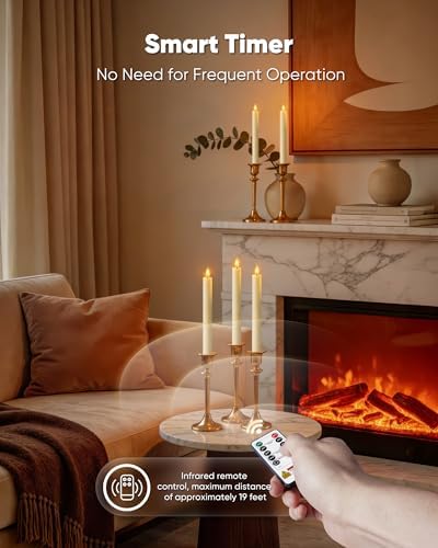 Homemory 2 Pcs Real Wax Made Flameless Taper Candles with Remote and Timer, 9.6" Ivory Battery Operated Candle Stick Flickering, Led Taper Candles with Lifelike Flame for Indoor Home Decor - Image 6