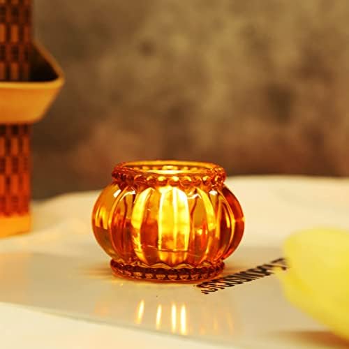 Woho 12pcs Amber Tealight Candle Holder, Glass Tea Lights Candle Holder for Wedding Table Decor, Votive Candle Holders for Birthday Party - Image 4