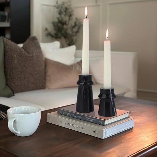 Vixdonos Marble Candle Holder Set of 2 Taper Candle Candlestick Mantle Candle Stand for Home Decor,Wedding,Party and Table Centerpieces(Black) - Image 4