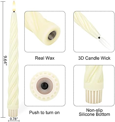 Flameless Taper Candles with 3D Wick, Wax LED Candles with Remote & Timer - Image 2
