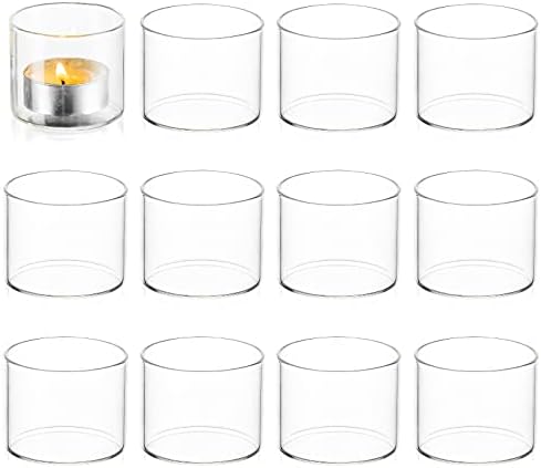 Romadedi Votive Tea Light Candle Holders, Mini Clear Glass, 12 pcs by ROMADEDI