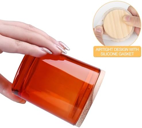 SHOWIN 8 OZ Thick Candle Jars for Making Candles 15 Pcs, Orange Empty Jars with Wood Lids for Candle Making, Sample Container,Clear Orange - Image 3