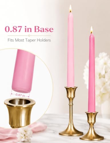 Gradient Hot-Pink Taper Candles for Wedding Valentine's Day - Image 3