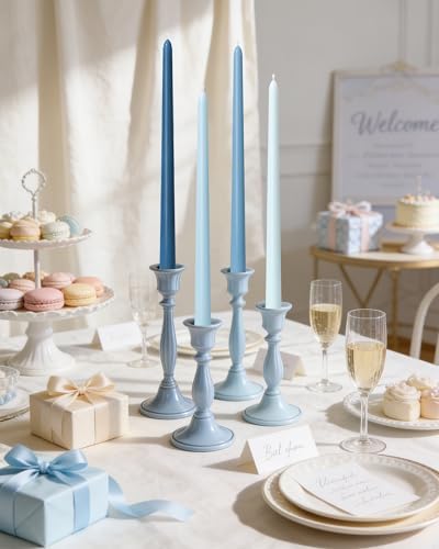 Viyffo 12 Inch Taper Candles, 12 Pack Blue-Unscented, Dripless Design– Long Tall Tapered Candlesticks for Wedding, Dinner, Holiday, Party, Home Decor Natural Color Series - Image 7