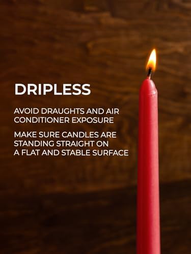 CANDWAX 12 inch Red Taper Candles Set of 12 - Dripless and Long Burning Candlesticks - Perfect as Red Candlesticks for Dinner or Holiday Home Decor - Taper Candle Sticks - Image 4