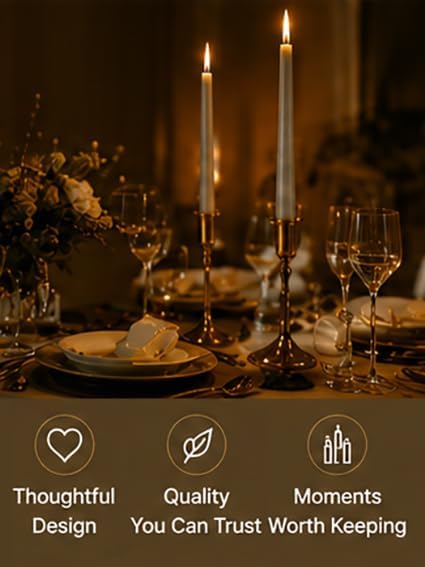 Metallic Pearl White Taper Candles for Wedding Table Centerpieces - Image 7