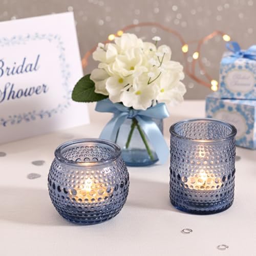 40 Pcs Blue Candle Holders Bulk, Dusty Wedding Decor- Assorted Tea Light Candle Holders for Blue Bridal Shower Decorations, Baby Shower Table Centerpieces - Image 4