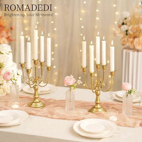 Romadedi Gold 5 Arm 11.8" Candelabra Candle Holders, Set of 2 - Image 2