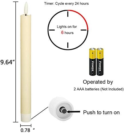 Wondise Real Wax Flameless Taper Candles with Timer - Image 2