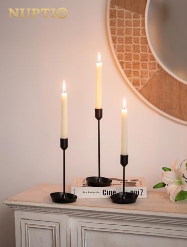 NUPTIO Black Candlestick Holders for Centerpiece: 3 Pcs Tall Candle Holders - Image 2