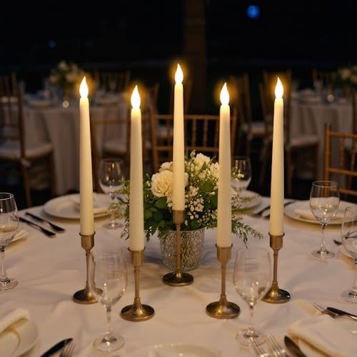 GenSwin 26 Pcs Flameless Taper Candles with 3D Wick, LED Taper Candles Battery Operated, Flameless Battery Candlesticks for Home Party Wedding Christmas Decor(Ivory, 0.78”x10.8”) - Image 5
