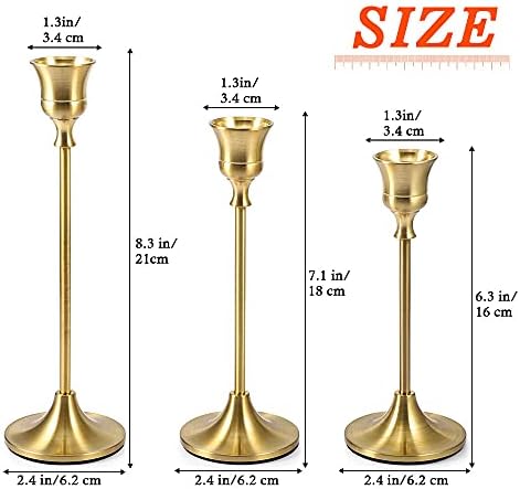Vindar Candlestick Holders Taper Candle Holders - Set of 6 Gold Candle Sticks Holder Decorative for Dining Room, Centerpiece, Table, Wedding, Mantel, Candlelight Dinner, Party - Image 2