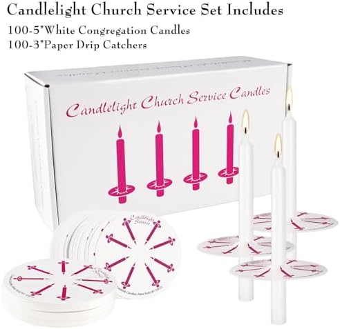 100Pack 4inch White Church Service Taper Candles with 3 Inch Paper Drip Catchers，Smokeless and Unscented | Ideal for Prayers, Vigil,Memorial Services, Religion,Shabbat, Prayer Candles - Image 6