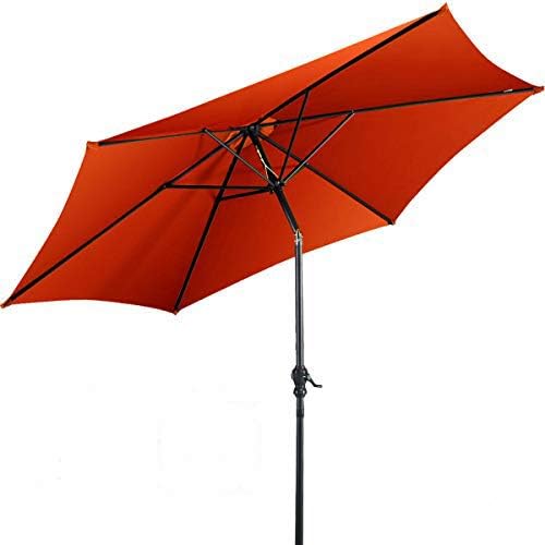 Giantex 10ft Outdoor Patio Umbrella, Market Table Umbrella w/Tilt Adjustment and Crank, 180G Polyester, Garden Canopy for Deck Backyard Pool Indoor Outdoor (Orange)