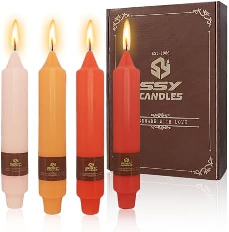 NJAO HOO Fall Short Taper Candle Orange 7 Inch Candlesticks Unscented Dripless Gradient Colored Tapered Candle Set for Home Dinner Party Halloween Decor, 4 Pack by NJAOHOO