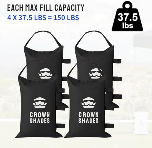 CROWN SHADES Sand Bags for Canopy Legs, 150 LBS, Black (Unfilled) - Image 4