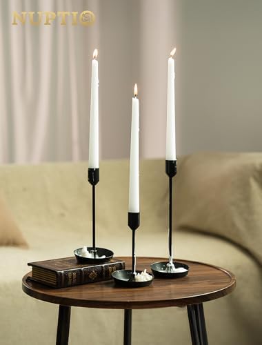 NUPTIO Black Candlestick Holders for Centerpiece: 3 Pcs Tall Candle Holders - Image 5