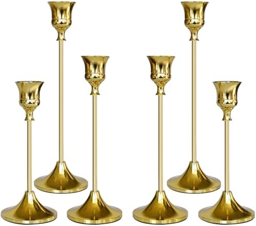 Showin Candlestick Holders Gold, 6 Packs Taper Candle Holder for Candlesticks, Candle Sticks Holder Decor for Home Decor by Showin