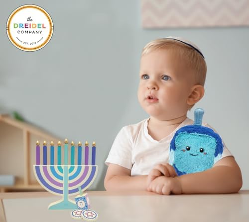Mini Pastel Hanukkah Menorah, 4-Pack 5" Inch Children Wooden Chanukah Menorah Set with Removable Wooden Candles, 3" Inch Dreidel, and Gelt Coins - Image 6