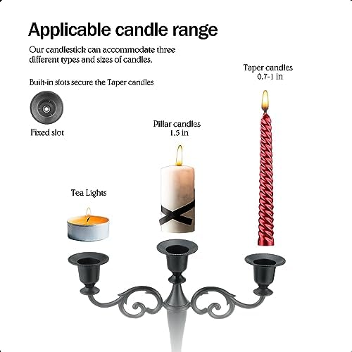 3-Arm Metal Candelabra Candle Holder Table Centerpiece, Bronze - Image 3