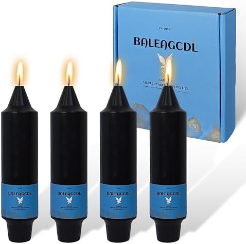 Unscented Dripless Taper Candles Black 5INCH Smokeless Short Taper Candlesticks for Dinner Weddings Birthday Party Home Décor by YUKCAXDLS