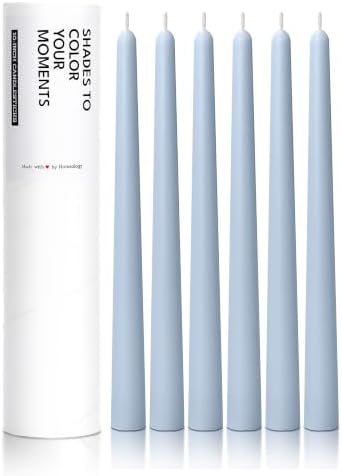 10" Classic Taper Candles, Dusty Blue, 6-Pack, 7-8 Hours Long Burning, Unscented Tall Candlesticks by Unknown