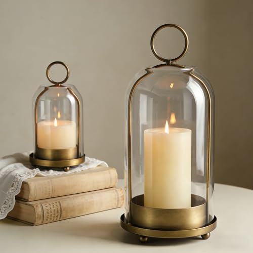 Sziqiqi Hurricane Candle Holder Lanterns: Pillar Candle Holders Set of 2 by SZIQIQI