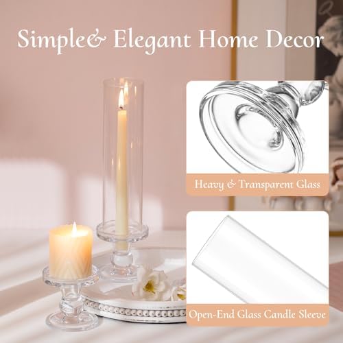 Hurricane Glass Candle Holders: Clear Candlestick Holders Set of 6 - Image 2