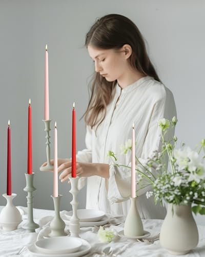 12 inch Red Gradient Taper Candles Unscented Smokeless Long Tall Tapered Candle for Candlesticks Sticks Wedding Advent Home Decor Dinner Christmas，Set of 12 - Image 4