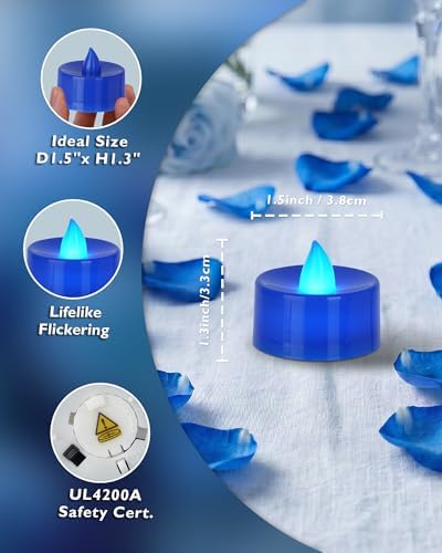Homemory 24-Pack Navy Blue Flameless Battery Tealight Candles, 200+ Hours - Image 2