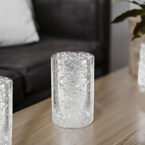 WGVI Hurricane Candle Holder Sleeve, W: 4", Ht: 6", Silver Speckled Glass Cylinder Open Both Ends, Chimney Tube Shade, 6 Pieces - Image 4