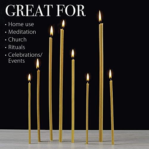 Danilovo Pure Beeswax Candles - Honey-Scented, Decorative Thin Taper Candles - Ideal for Birthday Decoration or Church Prayers - Drip Free, Tall & Smokeless Pack of 200 pcs, 7.3 x 0.24 inch - Image 3