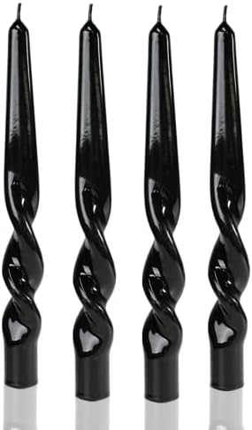 MAITREYA Black Taper Candles Conical Stick Candles Spiral Taper Candles-Set of 4 for Decoration Weddings Party Church-Unscented Dripless Candles,10inch(Black) by MAITREYA