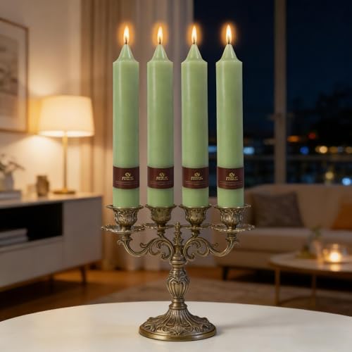Green Taper Candles 9 inch - 4 Pack Fat Candle Taper Candles Dripless, Smokeless, Unscented Tall Candlesticks - Perfect for Home Decor, Weddings, and Special Occasions - Image 2