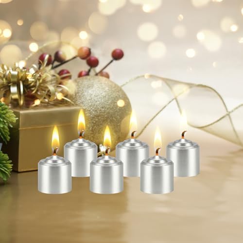 Mega Candles 12 pcs Unscented Silver Votive Candles, Hand Poured Wax Candle 10 Hours 1.38 Inch x 1.5 Inch, Home Décor, Wedding Receptions, Centerpieces, Occasions, Events, Festivities, Meditations - Image 4