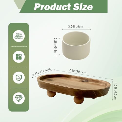Vaveren Small Wooden Riser Wooden Pedestal for Display Tray Display Riser for Entry Table Farmhouse Kitchen Tabletop Centerpieces , Oval 11.8x19.8x4.3cm - Image 3