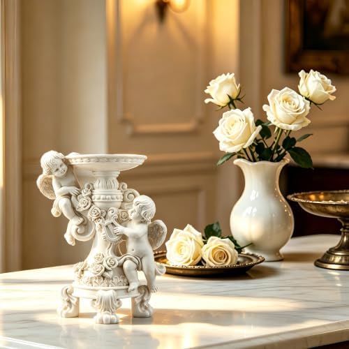 Angels Candle Holder Resin Figurine White Table Decor Unique Home Gifts - Image 2