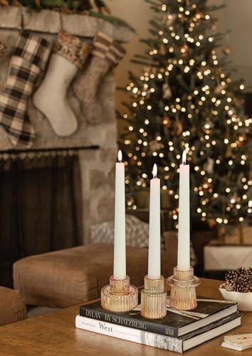 Vixdonos Taper Glass Candlestick Holders Tealight Candle Holders for Table Centerpieces, Wedding Decor and Dinner Party (6 Pcs, Gold) - Image 6