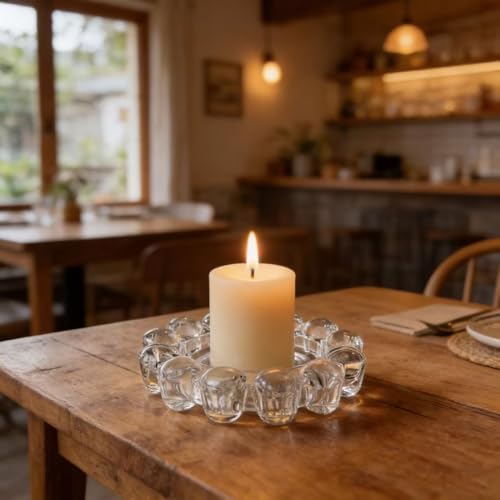 khtumeware Chic Clear Bubble Glass Candle Dish – Modern Clear Glass Candle Holder for Tealights & Diffusers, Decorative Tray for Home & Tabletop Decor（2 Pack） - Image 4
