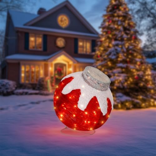 2 Pcs Lighted Outdoor Christmas Ornaments, 160 LEDs, Red and Green - Image 7