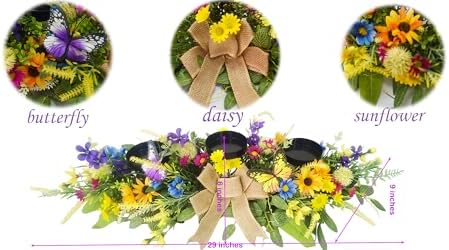 Svndlyn Floral Candle Holder Centerpiece with Butterflies and Wildflowers - Image 2