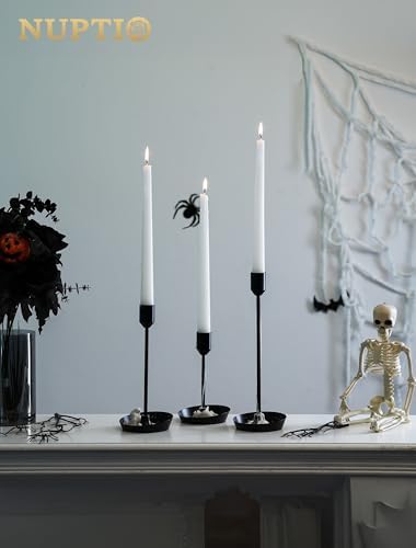 NUPTIO Black Candlestick Holders for Centerpiece: 3 Pcs Tall Candle Holders - Image 4