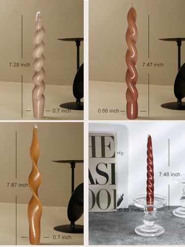 4Pcs Light Brown Taper Candles 7.87in, Spiral Twisted Fall Candlesticks - Image 7
