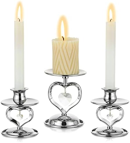 NUPTIO Unity Candle Holder for Wedding: Silver, Set of 3 by Nuptio