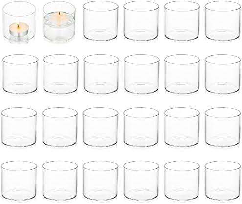Romadedi Wedding Votive Tea Light Holders, Mini Clear Glass, 24pcs by ROMADEDI