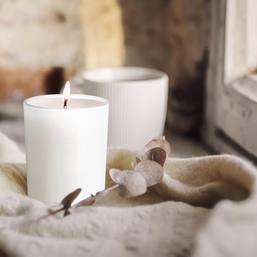 SHOWIN 10 OZ Thick Candle Jars for Making Candles 15 Pcs, Empty Jars with Wood Lids for Candle Making, Sample Container, Glossy White - Image 6