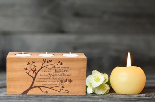 Sympathy Bereavement Gift for Loss of Loved One - Memorial Candle Holders - Handcrafted Wooden Keepsake with Poem - Condolence for Loss of Mother, Father (A Limb) - Image 3