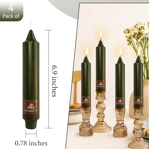 Olive Candles 4 PCS Taper Candle Unscented Tapered 7 inch Smokeless Candlesticks Candles Sticks Gift Idea Table Decor Housewarming Dinner - Image 4